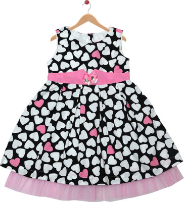 YOUNG BIRDS Indi Baby Girls Midi/Knee Length Casual Dress(Black, Sleeveless)