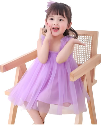 SiddatKidDaisy Indi Baby Girls Above Knee Party Dress(Purple, Sleeveless)