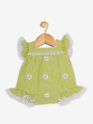 CREATIVE KID'S Baby Girls Midi/Knee Length Casual Dress(Green, Cap Sleeve)