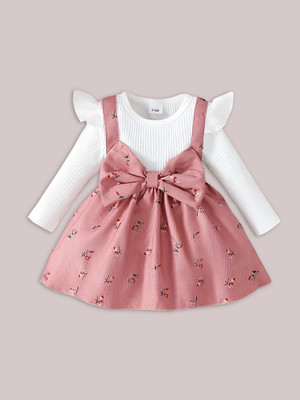PATALAM Baby Girls Midi/Knee Length Party Dress(White, Full Sleeve)