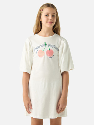 JUNIORS by Babyshop Girls Above Knee Casual Dress(White, Full Sleeve)