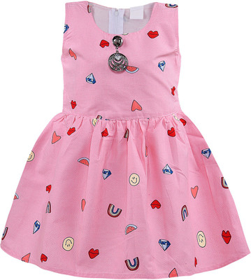 Silver Kraft Girls Midi/Knee Length Casual Dress(Multicolor, Sleeveless)