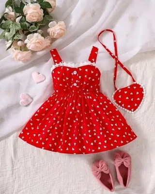 SCARFHAVEN Baby Girls Midi/Knee Length Festive/Wedding Dress(Red, Sleeveless)