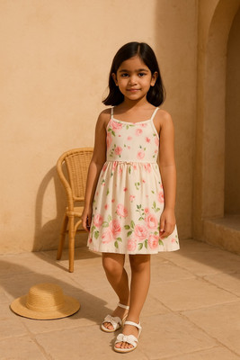 SAPL Baby Girls Midi/Knee Length Casual Dress(Pink, Sleeveless)