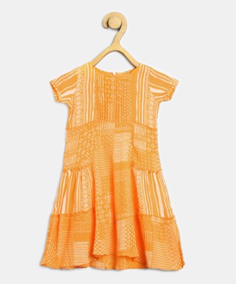 GD Girls Girls Midi/Knee Length Casual Dress(Yellow, Short Sleeve)