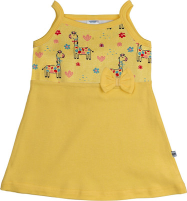 Spenitt - The Healthy Wear Baby Girls Midi/Knee Length Casual Dress(Yellow, Sleeveless)