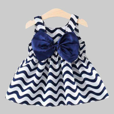 AKD FASHION Indi Baby Girls Midi/Knee Length Casual Dress(Blue, Sleeveless)