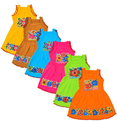 KIDS PARYANIS Girls Midi/Knee Length Casual Dress(Multicolor, Sleeveless)