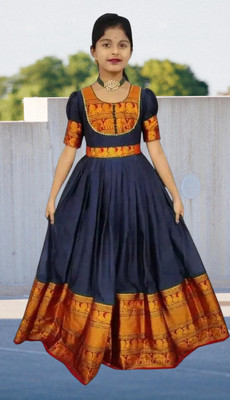 supalee tex Girls Maxi/Full Length Casual Dress(Multicolor, Half Sleeve)