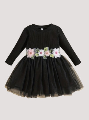 Ksaliya Enterprise Girls Midi/Knee Length Festive/Wedding Dress(Black, Full Sleeve)
