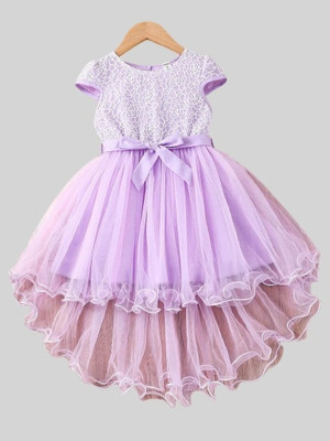 Ksaliya Enterprise Girls Midi/Knee Length Party Dress(Purple, Cap Sleeve)