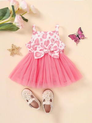 PURNKAMAAY TRENDZ Girls Midi/Knee Length Party Dress(Pink, Sleeveless)