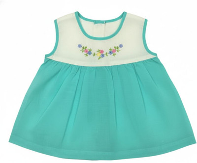 TBM Indi Baby Girls Midi/Knee Length Casual Dress(Green, Sleeveless)