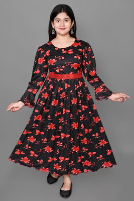 SFC FASHION Girls Maxi/Full Length Casual Dress(Multicolor, Full Sleeve)