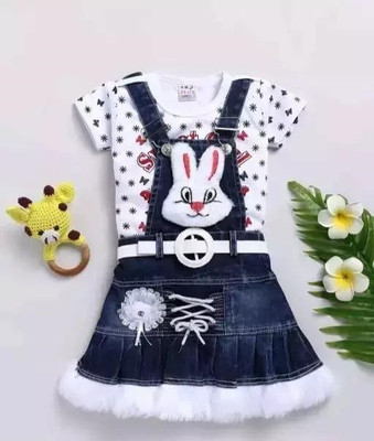 LittleChamp Fashion Baby Girls Casual Top Dungaree(Blue)