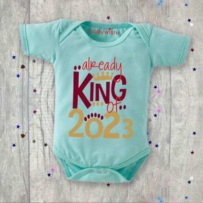Babywish Romper For Baby Boys & Baby Girls Casual Printed Cotton Blend(Blue, Pack of 1)