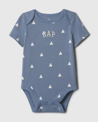 GAP Romper For Baby Boys & Baby Girls Casual Printed Pure Cotton(Blue, Pack of 1)