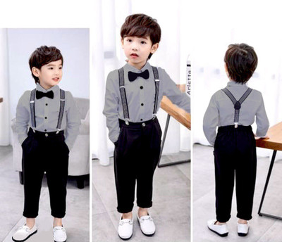 KRIYU CREATION Boys Party(Festive) Shirt Pant(Grey)