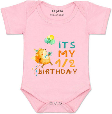 ARVESA Romper For Baby Boys & Baby Girls Printed Cotton Blend(Pink, Pack of 1)