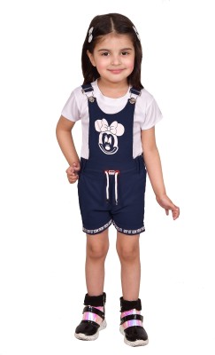 MYKUKI Dungaree For Boys & Girls Party Printed Cotton Blend(Dark Blue, Pack of 1)