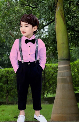 aadhya Dungaree For Baby Boys & Baby Girls Party Solid Cotton Blend(Pink, Pack of 1)