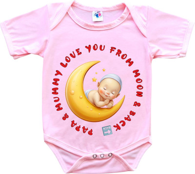 Cutie Pals Romper For Baby Boys & Baby Girls Casual Graphic Print Cotton Blend(Pink, Pack of 1)