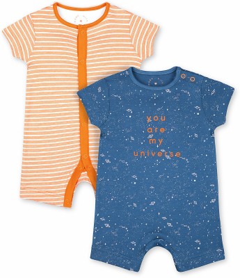Mothercare Romper For Baby Boys Casual Printed Cotton Blend(Multicolor, Pack of 2)