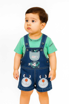 AGFashion Dungaree For Baby Boys & Baby Girls Printed Cotton Blend(Red, Pack of 1)