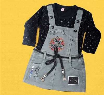 Buble Duble Romper For Baby Girls Casual Printed Hosiery(Black, Pack of 1)