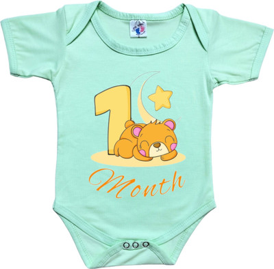 Cutie Pals Romper For Baby Boys & Baby Girls Casual Graphic Print Cotton Blend(Green, Pack of 1)