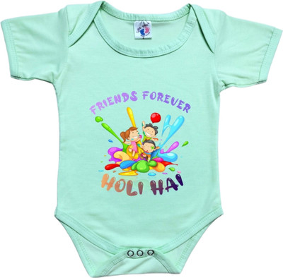 Cutie Pals Romper For Baby Boys & Baby Girls Casual Printed Cotton Blend(Green, Pack of 1)