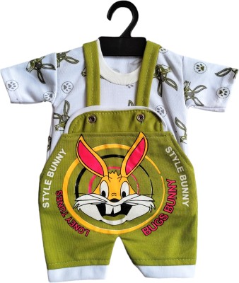 DX Dungaree For Baby Boys & Baby Girls Casual Printed, Graphic Print Cotton Blend(Green, Pack of 1)