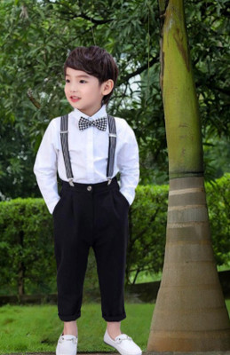 aadhya Dungaree For Baby Boys & Baby Girls Party Solid Cotton Blend(White, Pack of 1)