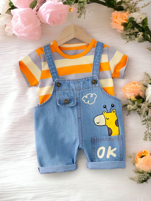 LIMITED EDITION PRIME Dungaree For Baby Boys & Baby Girls Party Printed, Striped Pure Cotton(Light Green, Pack of 1)