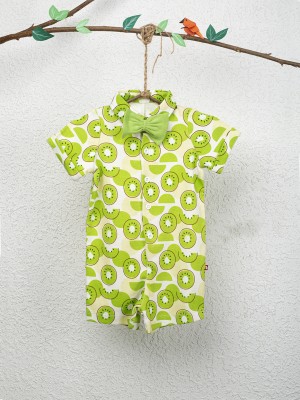 nino bambino Romper For Baby Boys Casual Printed Pure Cotton(Light Green, Pack of 1)