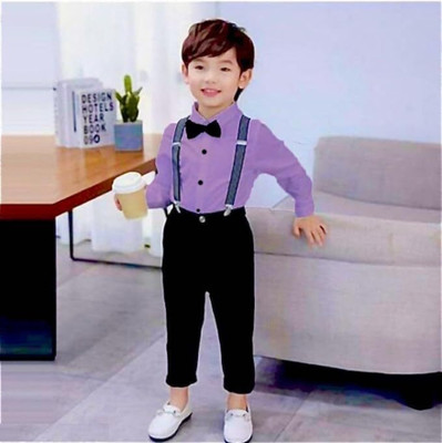 Bleckz Someak Boys Party(Festive) Shirt Pant(Purple)