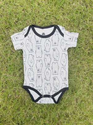 tots&tykes Romper For Baby Boys & Baby Girls Casual Printed Pure Cotton(Grey, Pack of 1)