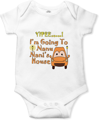 swaggers Romper For Baby Boys & Baby Girls Casual Graphic Print Cotton Blend(White, Pack of 1)