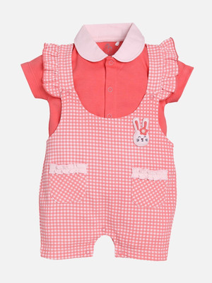 BabyGo Dungaree For Baby Boys & Baby Girls Casual Solid Pure Cotton(Red, Pack of 1)