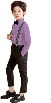 Bleckz Someck Boys & Girls Party(Festive) Shirt Pant(Purple)