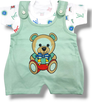 invino Dungaree For Baby Boys & Baby Girls Printed Cotton Blend(Multicolor, Pack of 1)