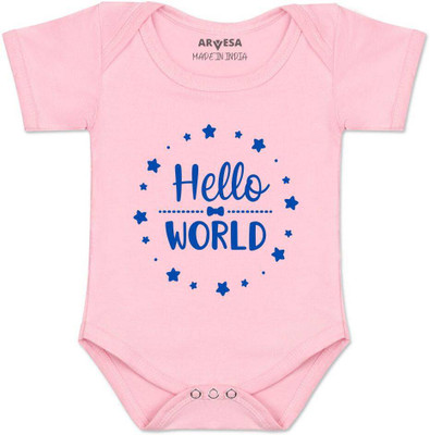 ARVESA Romper For Baby Boys & Baby Girls Printed Cotton Blend(Pink, Pack of 1)