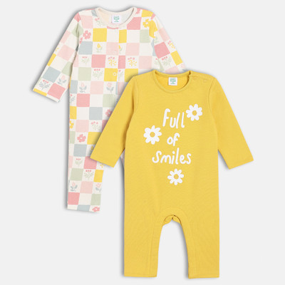 MINI KLUB Romper For Baby Girls Casual Printed Pure Cotton(Multicolor, Pack of 2)