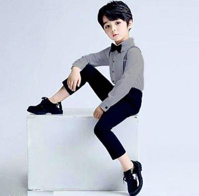 KRIYU CREATION Boys & Girls Party(Festive) Shirt Pant(Grey)