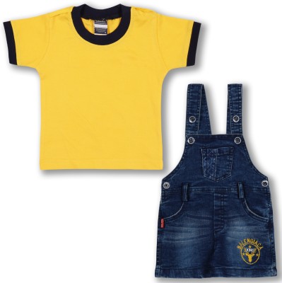 Wishkaro Dungaree For Baby Boys Casual Printed Cotton Blend(Yellow, Pack of 1)
