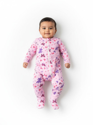 attire kids Romper For Baby Boys & Baby Girls Casual Printed Pure Cotton(Pink, Pack of 1)