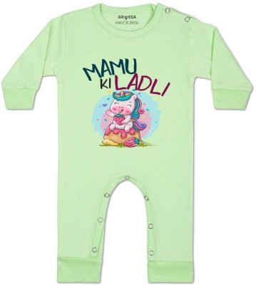 ARVESA Romper For Baby Boys & Baby Girls Printed Cotton Blend(Light Green, Pack of 1)