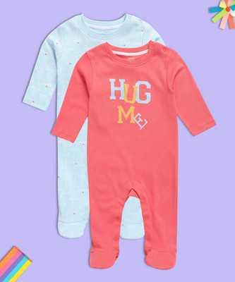 MINI KLUB Romper For Baby Boys Casual Graphic Print Pure Cotton(Multicolor, Pack of 2)