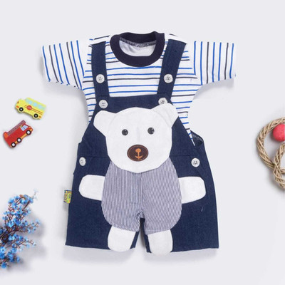 HK HOLY Dungaree For Baby Boys Casual Solid Cotton Blend(Blue, Pack of 1)