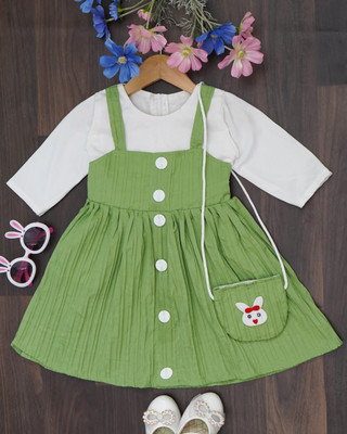 MASKAR CHOICES Baby Girls Midi/Knee Length Casual Dress(White, Half Sleeve)